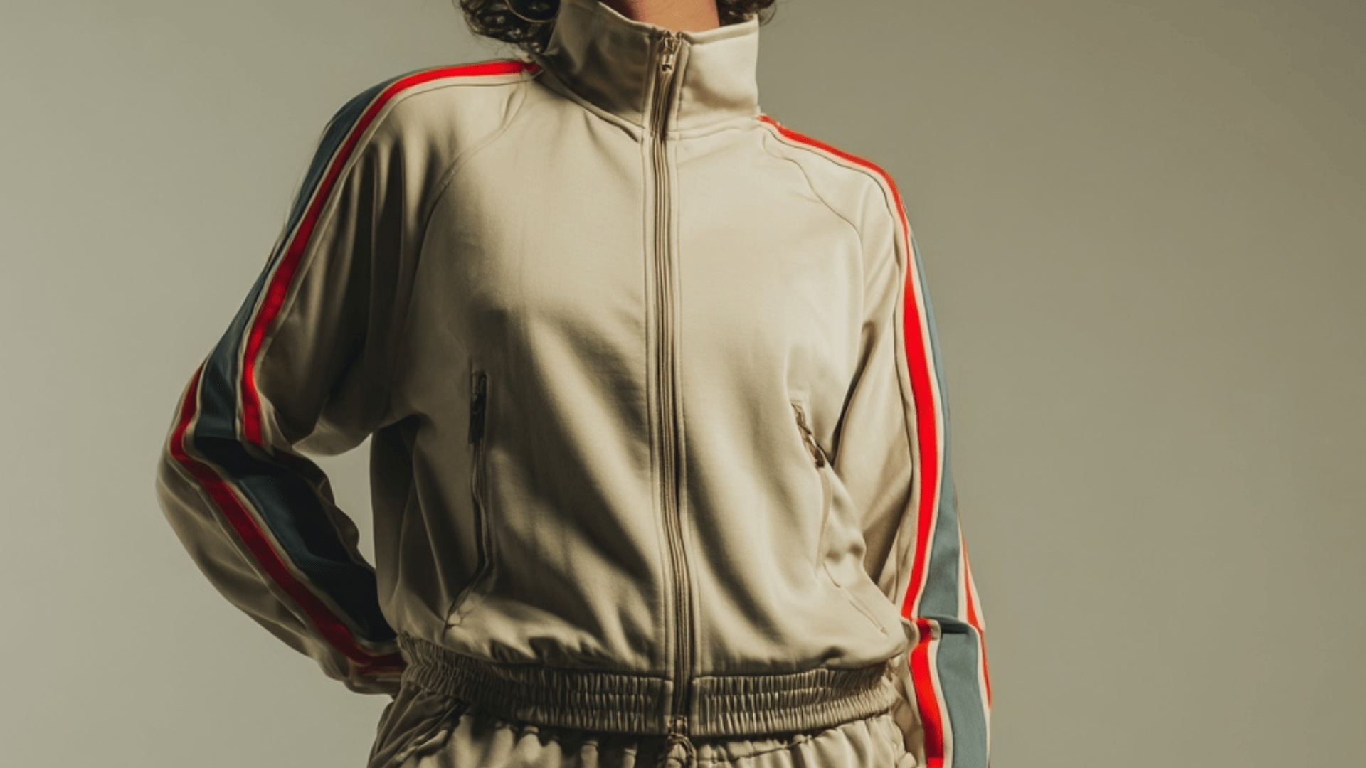 Athletic track jacket with zip front and sporty retro inspired style