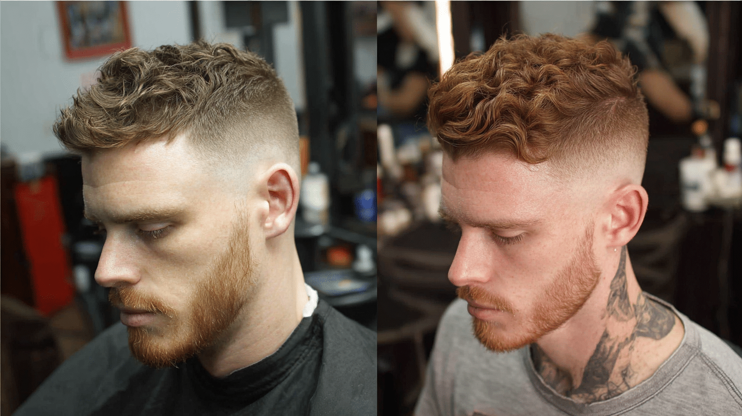 Undercut perm for men with curly top and sharp undercut contrast modern urban style