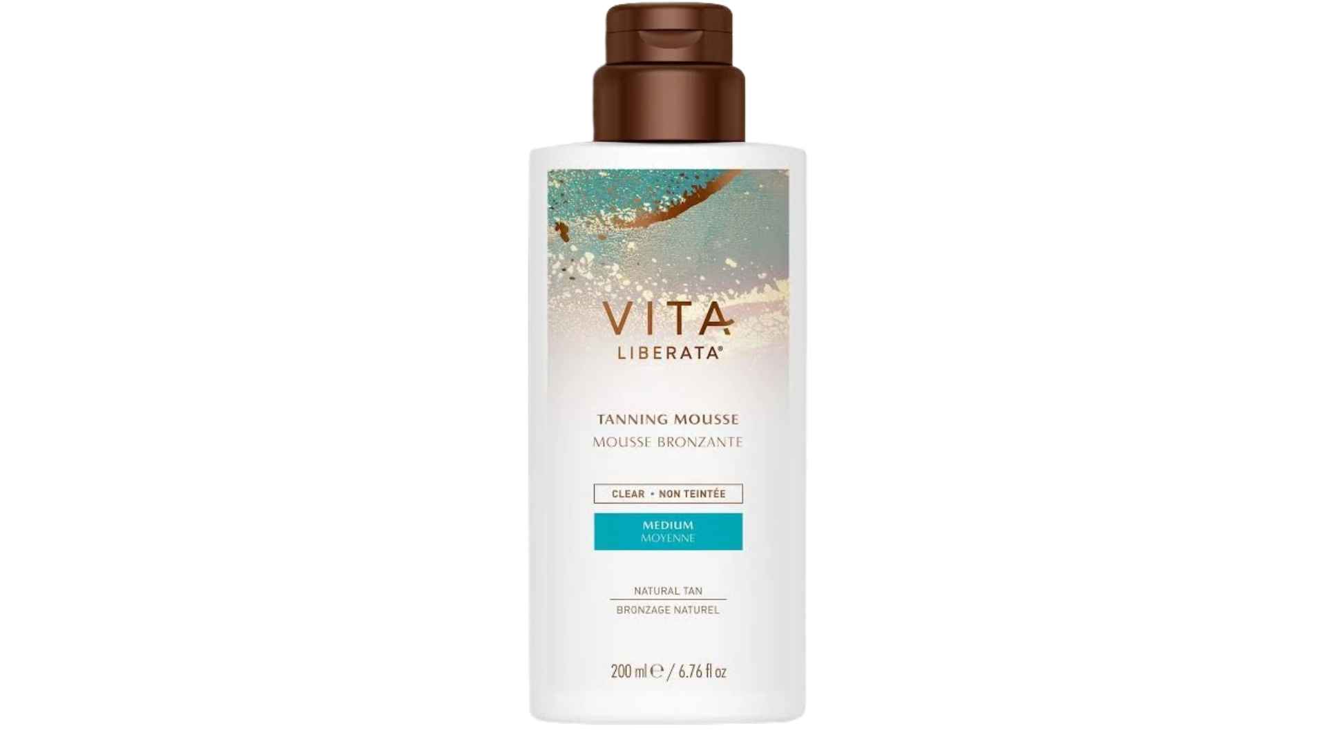 Vita Liberata tanning mousse bottle with clear medium formula for a natural looking bronze tan.
