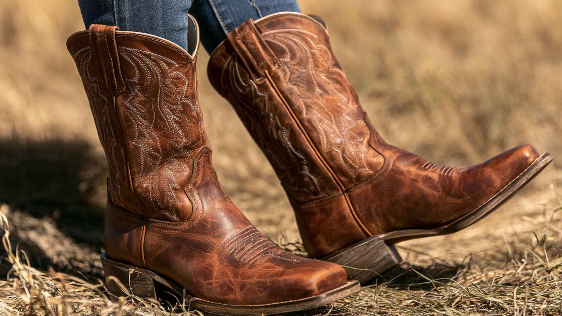 Brown roper cowboy boots with shorter shafts and low heels designed for comfortable everyday western wear
