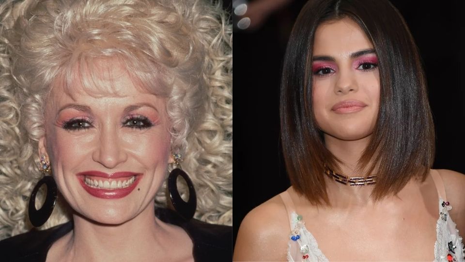 Dolly Parton alongside pop star Selena Gomez, both demonstrating the timeless appeal of the vibrant, coordinated hot pink makeup trend