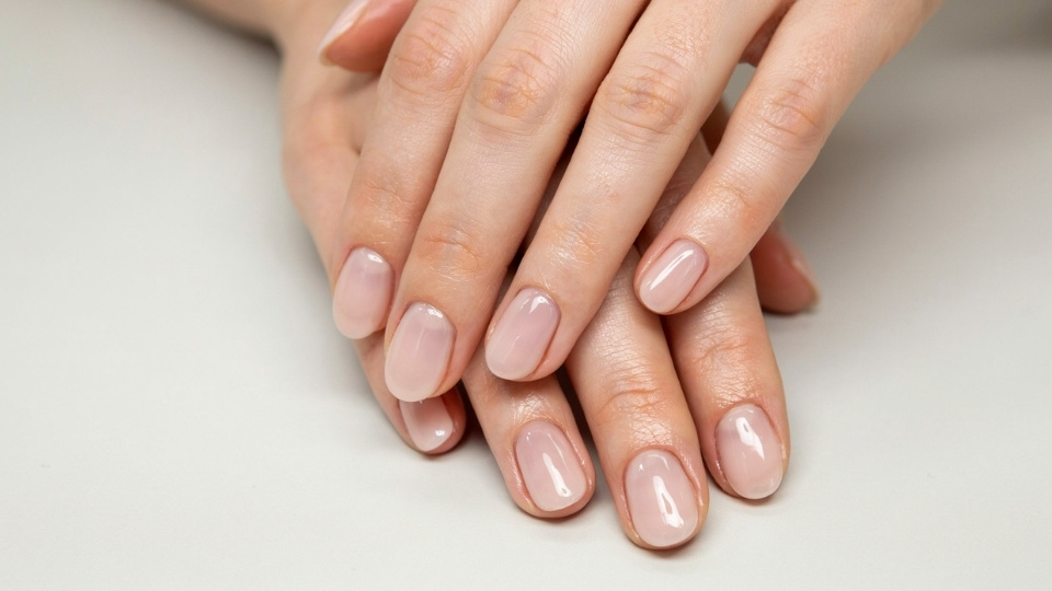 Soft ombré design on oval nails with gentle fading colors and a clean polished salon appearance