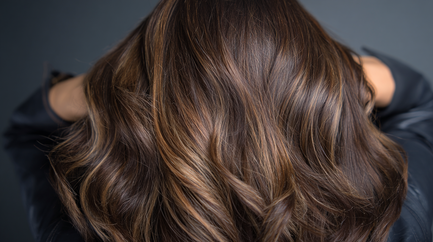 Dark brunette hair with subtle lighter brown balayage for natural depth