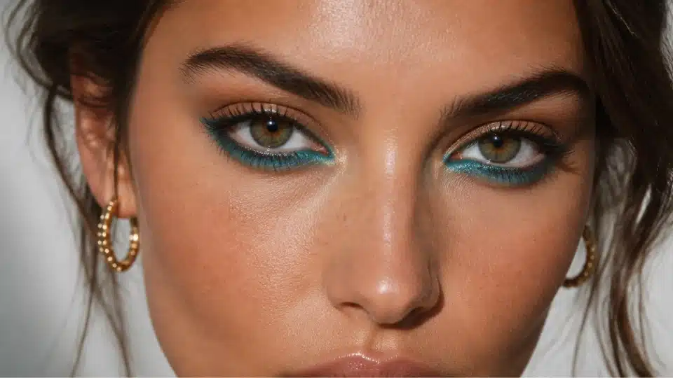 Woman with hooded eyes wearing soft lower lash accent makeup with subtle color and natural eye definition