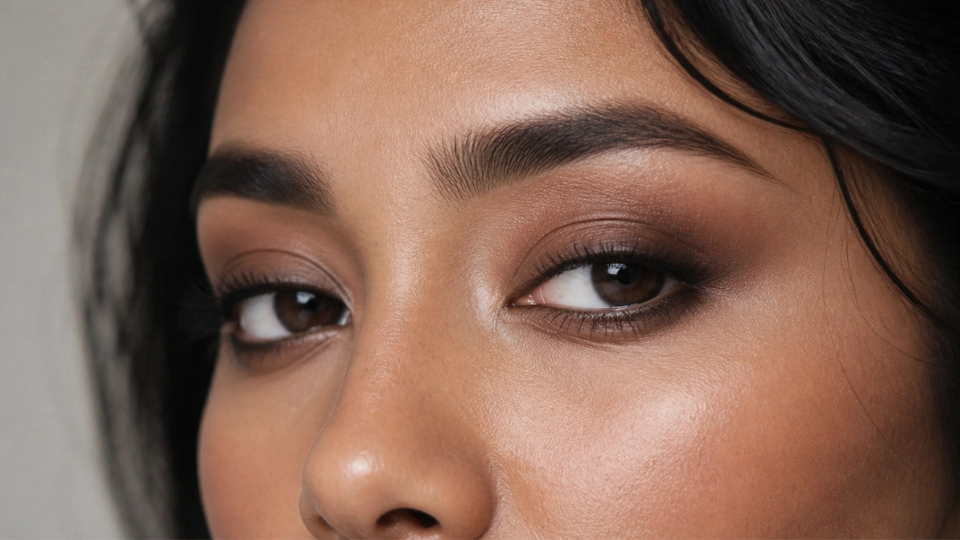 Woman with hooded eyes wearing soft brown smoked out eyeshadow blended above the crease for a natural lifted look