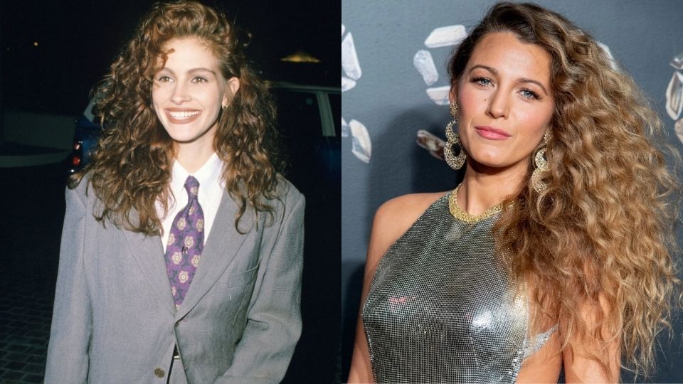 Julia Roberts and Blake Lively in Voluminous 80s curly hair and makeup