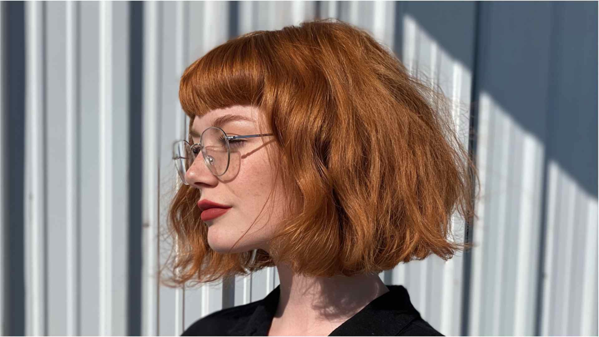 Angled alternative bob with a shorter back and noticeably longer front