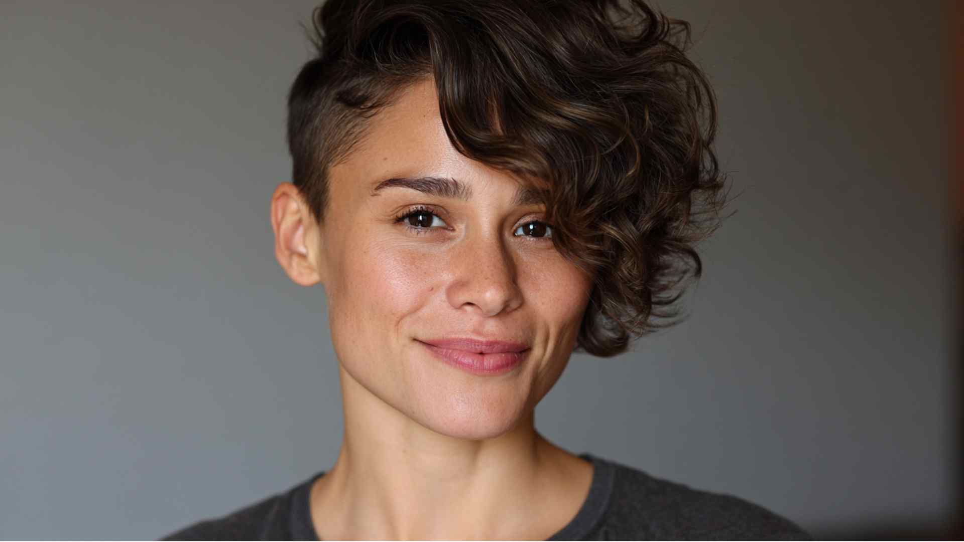 Asymmetrical pixie with one side noticeably shorter than the other