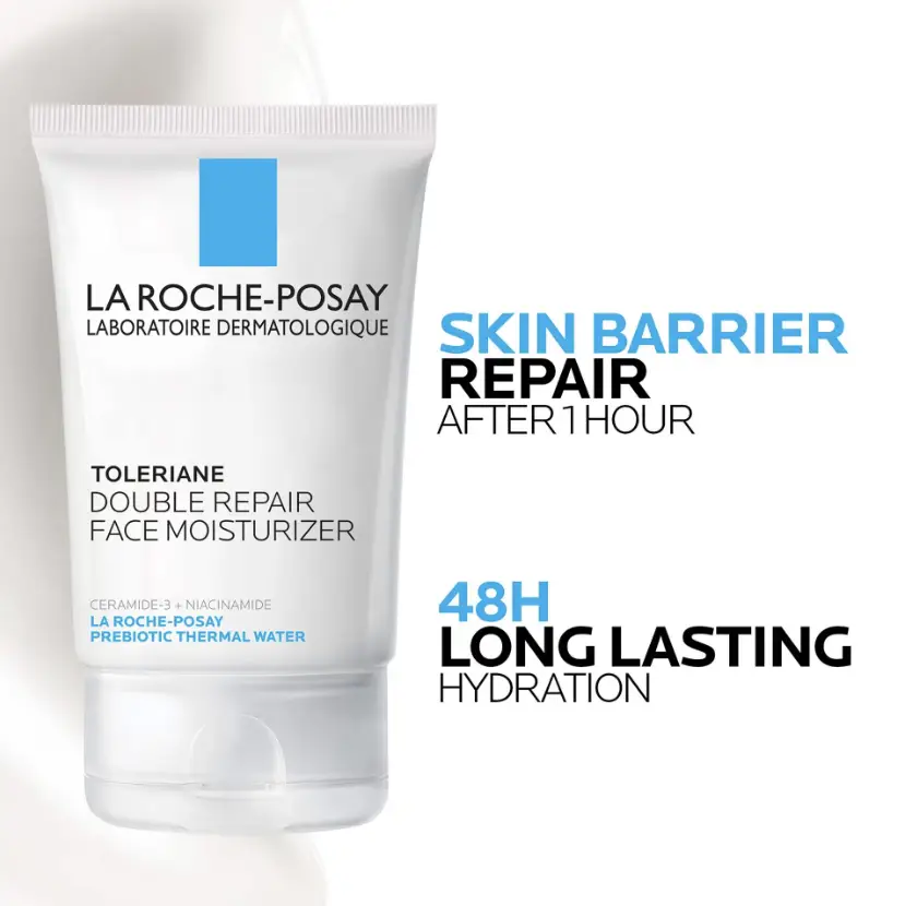 La Roche-Posay face moisturizer tube with blue label on white background